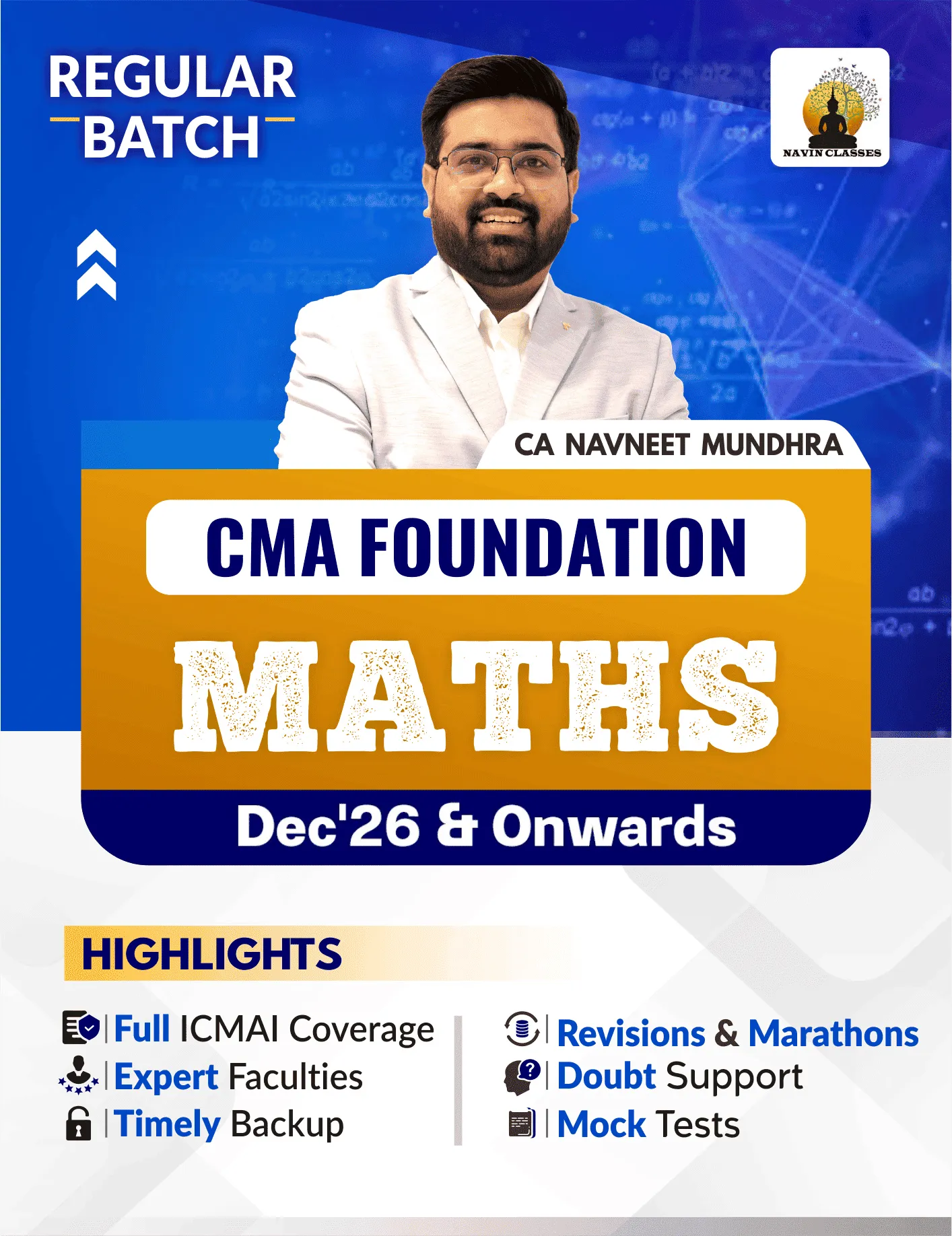 BUSINESS MATHEMATICS & STATISTICS REGULAR BATCH BY  CA NAVNEET MUNDHRA (CMA FOUNDATION)
