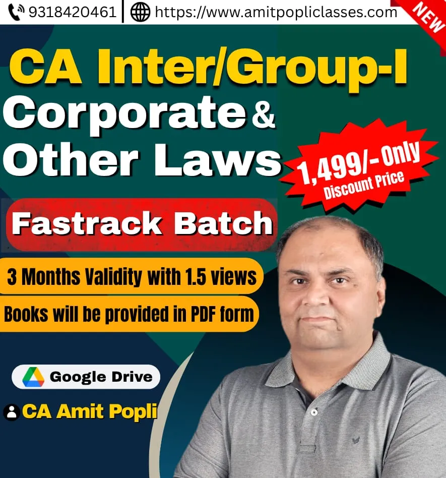 CORPORATE AND OTHER LAWS GROUP - I FASTTRACK BATCH (CA INTER)