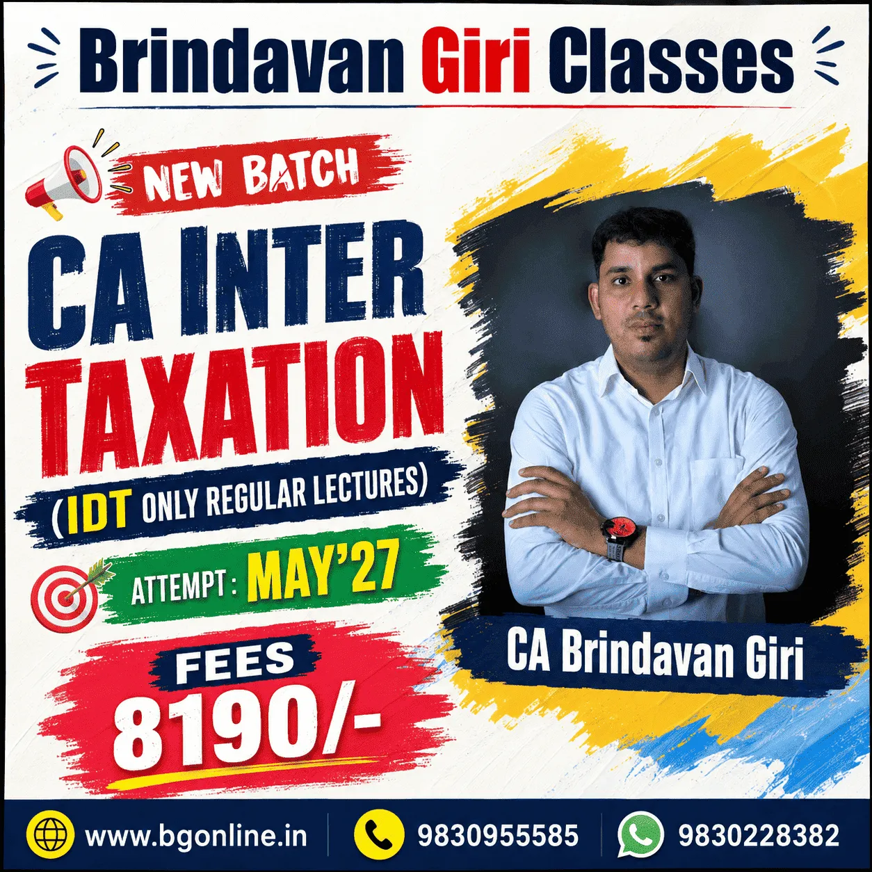 IDT ONLY REGULAR LECTURES FOR MAY27 EXAMS BY BRINDAVAN GIRI (CA INTER)