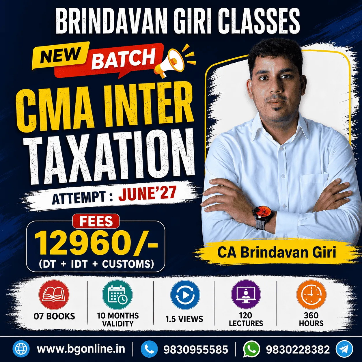 DIRECT AND INDIRECT TAX FOR JUNE 27 EXAMS BY BRINDAVAN GIRI (CMA INTER)
