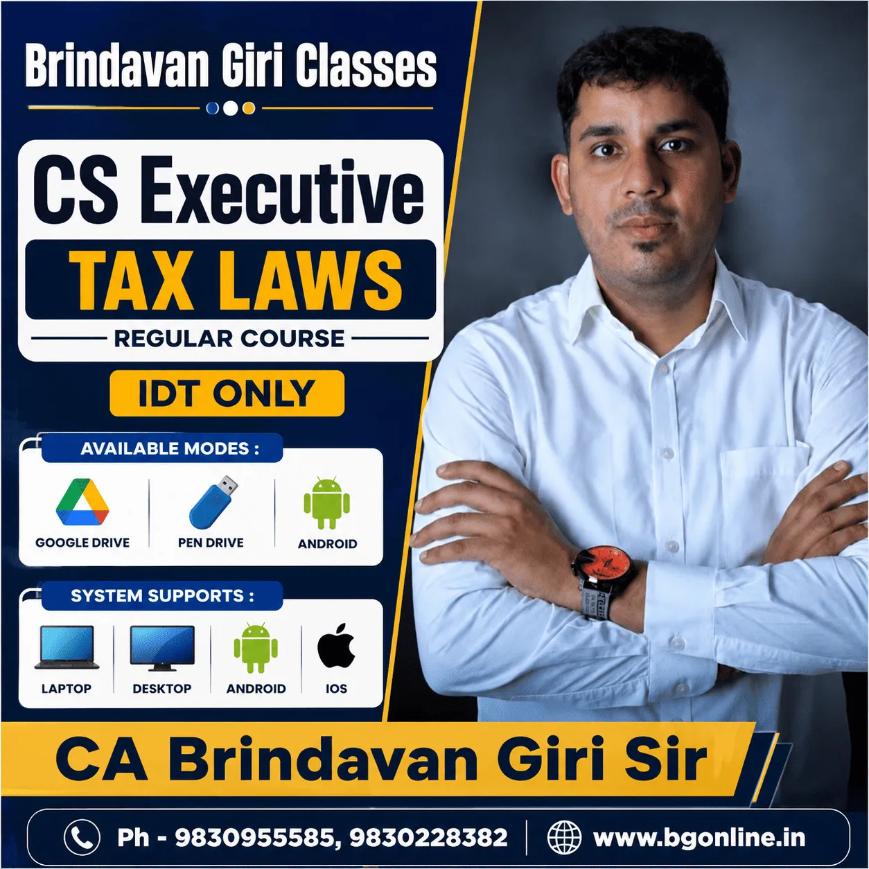 TAX LAWS INDIRECT TAX ONLY REGULAR LECTURES BY BRINDAVAN GIRI (CS EXECUTIVE)