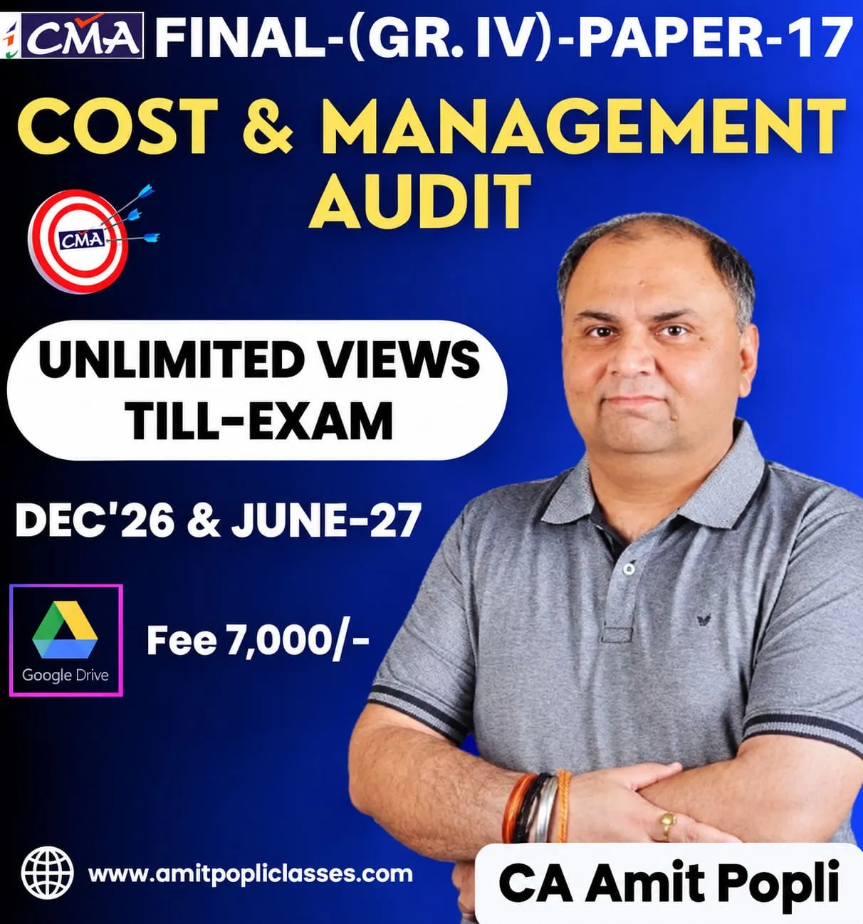 COST & MANAGEMENT AUDIT REGULAR BATCH GROUP -IV PAPER 17 BY CA AMIT POPLI (CMA FINAL)